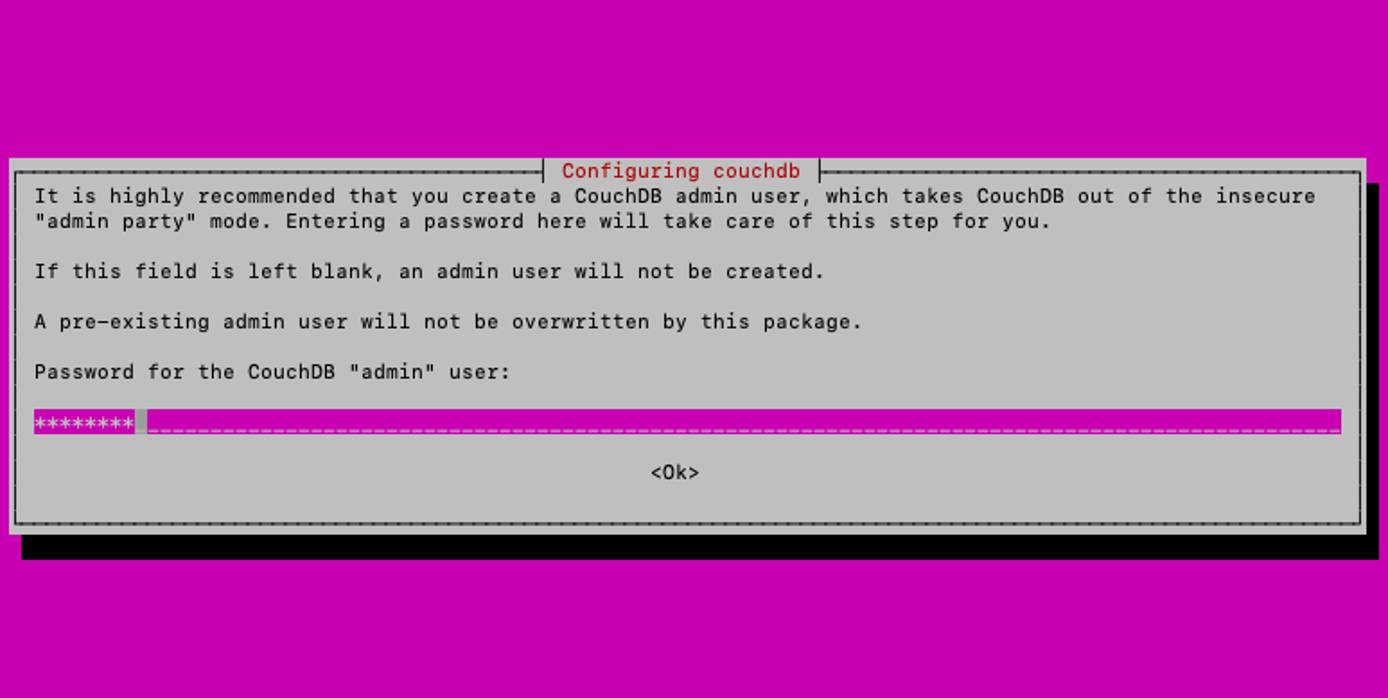 Creating a CouchDB administrator user Creating a CouchDB administrator user