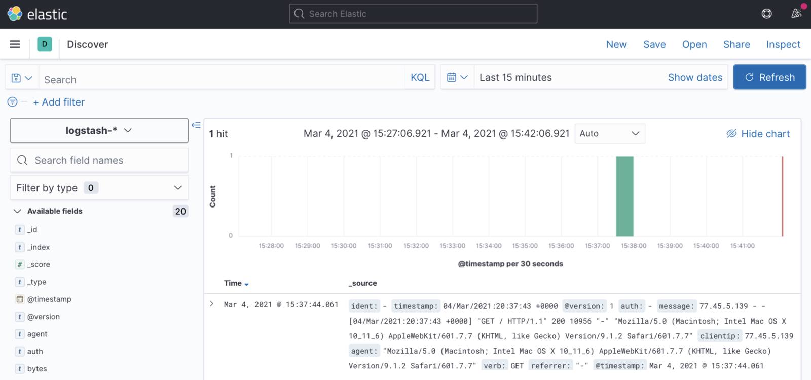 Kibana 7 Discover View Kibana 7 Discover View